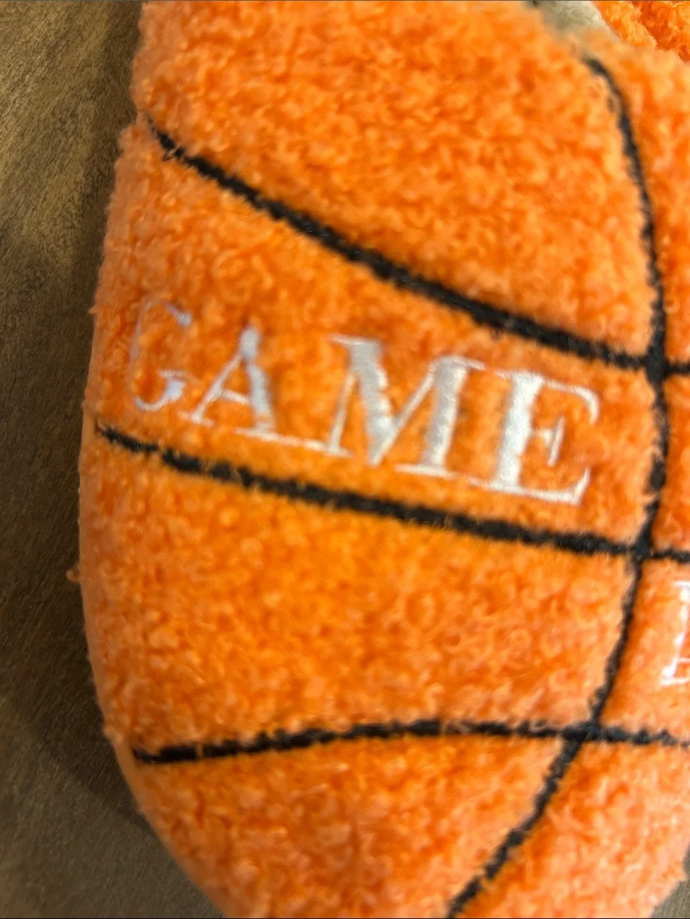 Kids Orange Basketball Sherpa Slippers